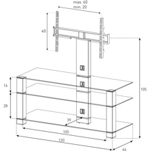 Тумба зі стійкою SONOROUS PL 2430-B-INX