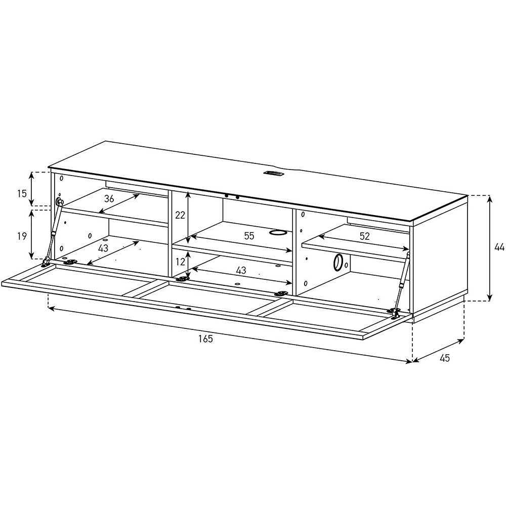 Тумба SONOROUS STA 160T-BLK-BLK-BS Материал ДСП, стекло 