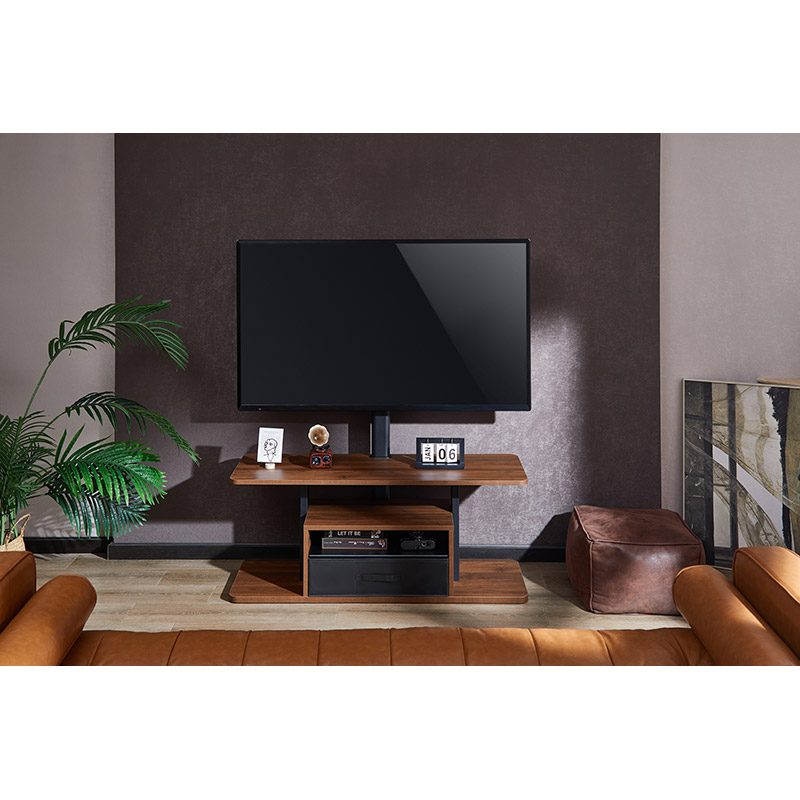 Изображение Тумба со стойкой OFFICEPRO TVS600 37"-80" Black/Walnut wood