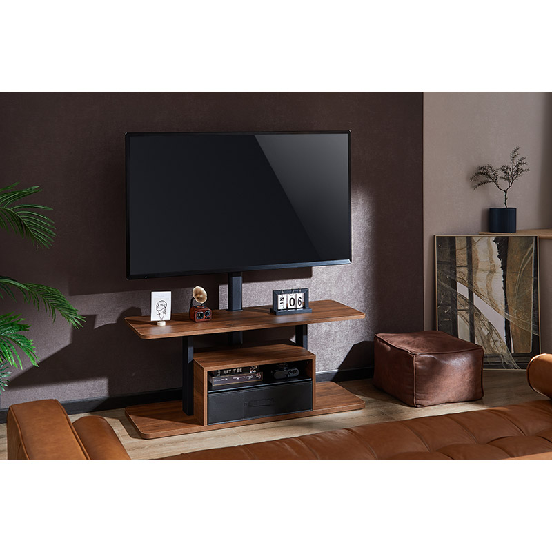 Обзор Тумба со стойкой OFFICEPRO TVS600 37"-80" Black/Walnut wood