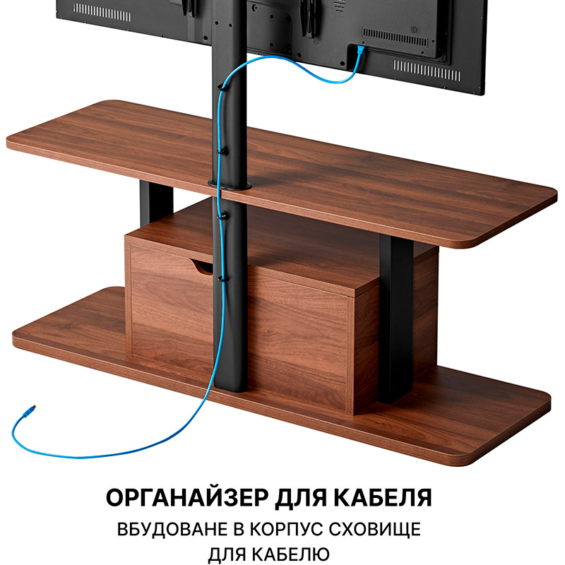 Внешний вид Тумба со стойкой OFFICEPRO TVS600 37"-80" Black/Walnut wood