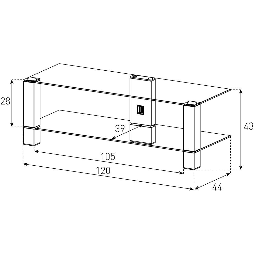 Тумба SONOROUS PL 3410-C-INX Материал стекло, алюминий