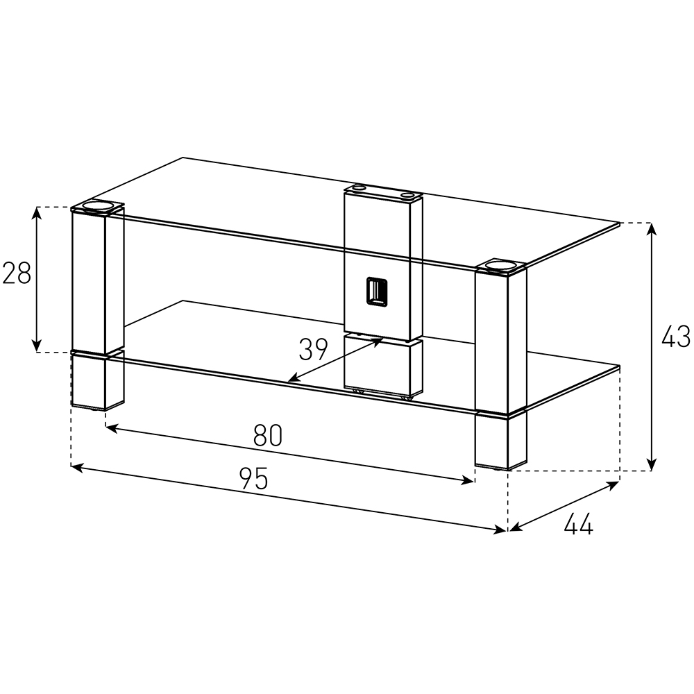 Тумба SONOROUS PL 3415-C-INX Материал стекло, алюминий