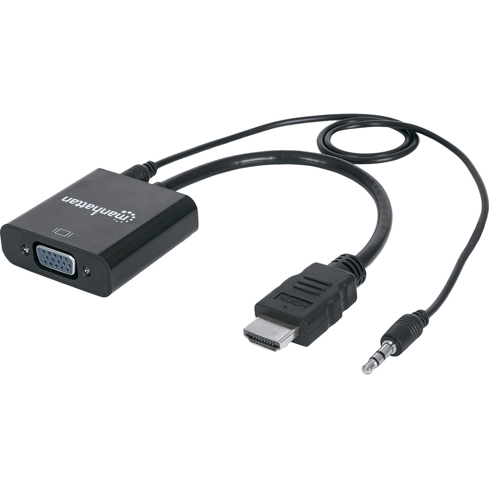 Перехідник Manhattan HDMI - VGA + 3.5 мм 0.5 м Black (151559)