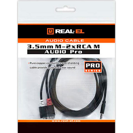 Кабель REAL EL EL123500042 mini-jack 3.5 мм(M)-2xRCA(M) 1.8 м Black (EL123500042) Тип роз'єму 3.5 - 2 x RCA