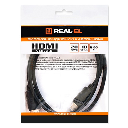 Кабель REAL EL HDMI VER. 2.0 M-M 4m black (EL123500019) Вид кабель