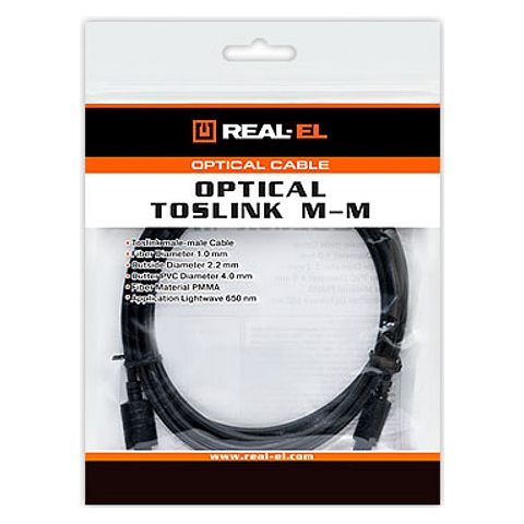 Кабель REAL EL Optical Toslink M-M 2m black (EL123500037) Вид кабель