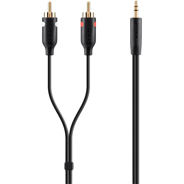 

Кабель BELKIN 3.5 мм - M/RCA-Mx2 portable 5 м Black (F3Y116BT5M), 3.5mm - M/RCA-Mx2, portable, 5m, black/gold