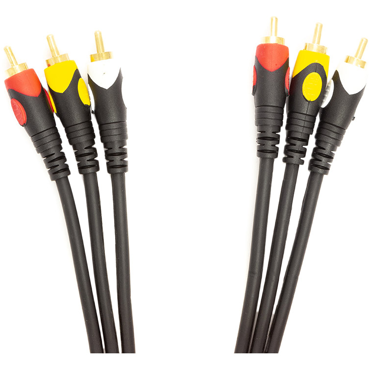 Кабель POWERPLANT 3 x RCA (M) - 3 x RCA (M) 1.5 м Black (CA911714)