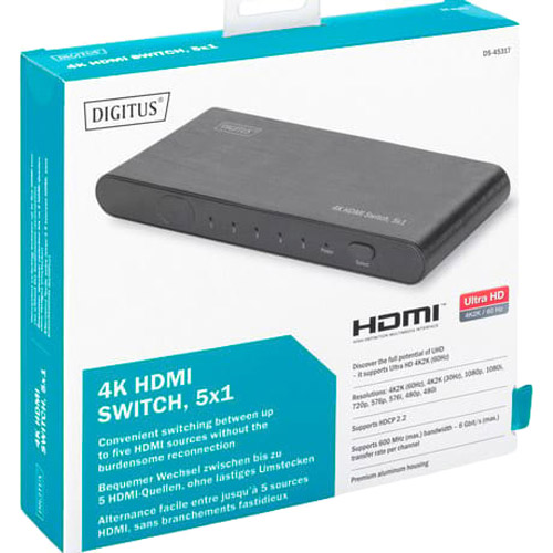 Фото 4 Відеокомутатор DIGITUS UHD HDMI, 4K (DS-45317)
