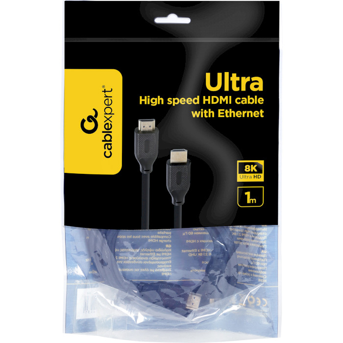 Кабель Cablexpert HDMI V. 2. 1 1м Black (CC-HDMI8K-1M) Тип роз'єму HDMI - HDMI