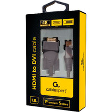 Кабель Cablexpert HDMI - DVI 1.8 м (CC-HDMI-DVI-4K-6)