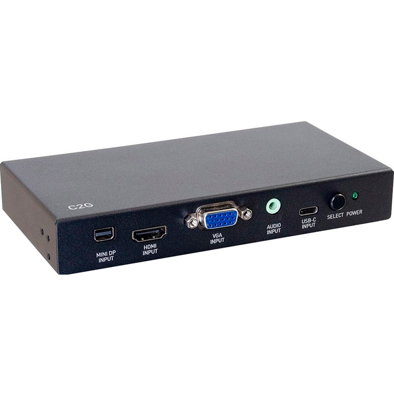 

Сплиттер C2G HDMI - HDMI + Mini DisplayPort + VGA + USB-C + 3.5 мм (CG81850), Перемикач HDMI - USB-C, HDMI, Mini DP, VGA