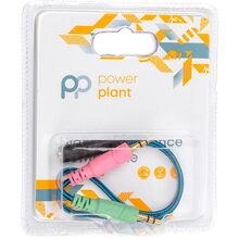 Переходник POWERPLANT mini-jack 3.5 мм TRRS - TRS 0.22 м Blue (CA913084)