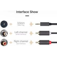 Кабель UGREEN AV102 mini-jack 3.5 мм - 2RCA 3 м Gray (10512)