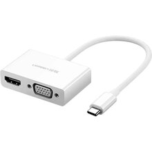 Перехідник UGREEN USB Type-C - HDMI + VGA MM123 White 0.15 м (30843)