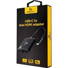 Кабель CABLEXPERT USB Type-C - 2хHDMI Black (A-CM-HDMIF2-01)
