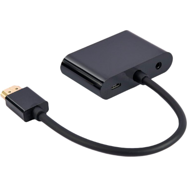 Кабель CABLEXPERT HDMI - HDMI + VGA + аудио 3.5 мм Black (A-HDMIM-HDMIFVGAF-01) Вид переходник