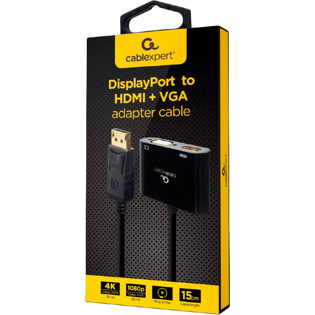 Кабель CABLEXPERT DisplayPort - HDMI + VGA Black (A-DPM-HDMIFVGAF-01) Вид перехідник