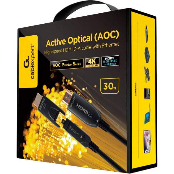 Кабель CABLEXPERT (AOC) HDMI V.2.0 4К 60Гц 30 м Black (CCBP-HDMID-AOC-30M) Вид кабель