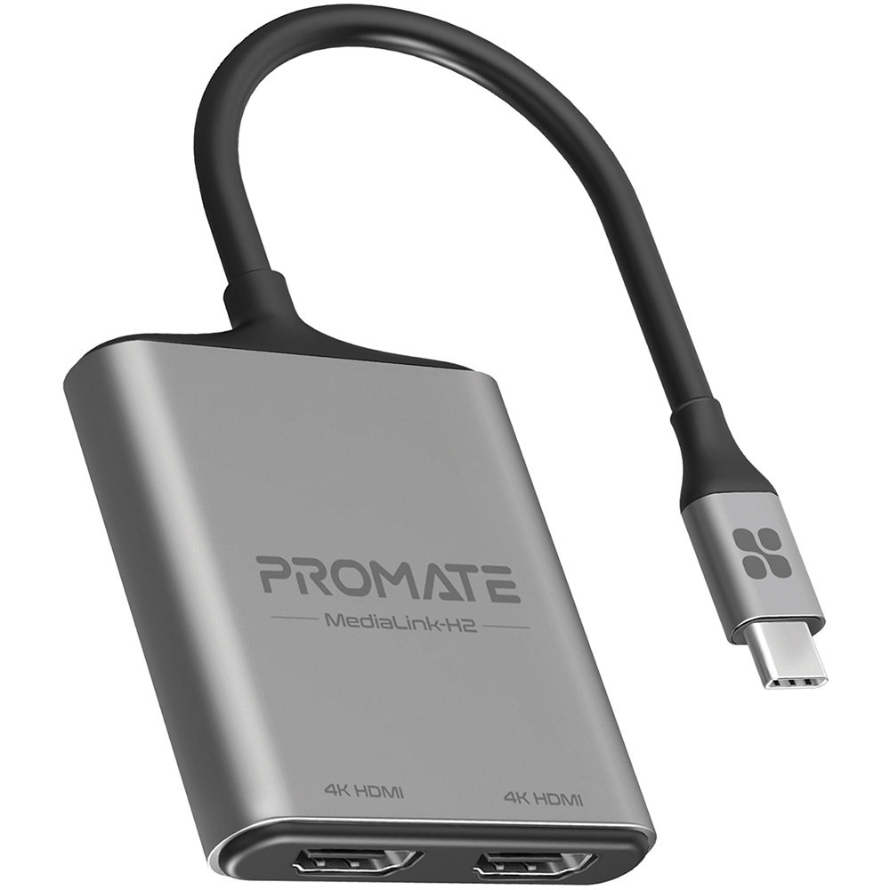 Перехідник PROMATE Type-C/2xHDMI (medialink-h2.grey) Перехідник PROMATE Type-C/2xHDMI (medialink-h2.grey)