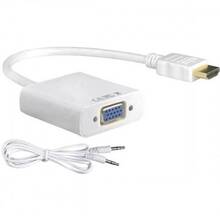 Кабель VOLTRONIC HDMI - VGA 0.1 м White (YT-C-HDMI(M)/VGA(F)+AUX-W/08632)