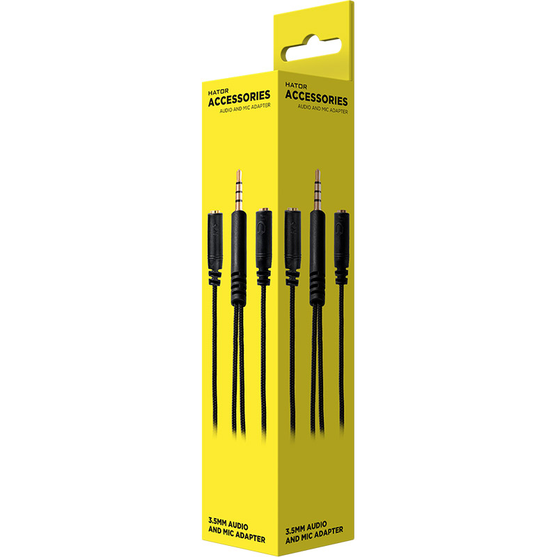 Кабель HATOR Male to 2 x Female 3.5 mm 0.2 м Black (ACC-214) Вид кабель