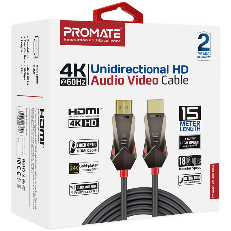 Заказать Кабель PROMATE HDMI - HDMI v.2.0 15 м Black (prolink4k60-15m)