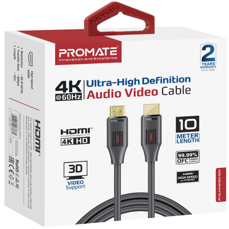 Фото Кабель PROMATE HDMI-HDMI v.2.0 10 м Black (prolink4k60-10m)