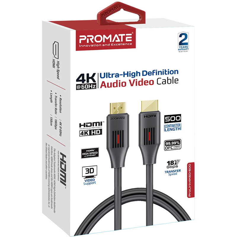 Фото Кабель PROMATE HDMI - HDMI v.2.0 5 м Black (prolink4k60-500)