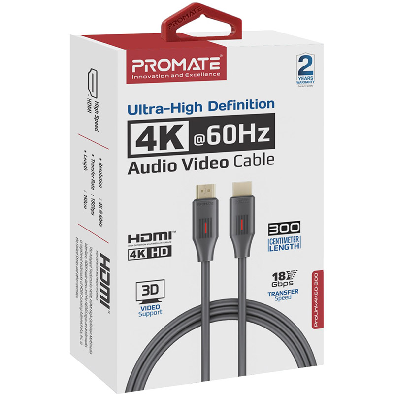 Фото Кабель PROMATE HDMI - HDMI v.2.0 3 м Black (prolink4k60-300)
