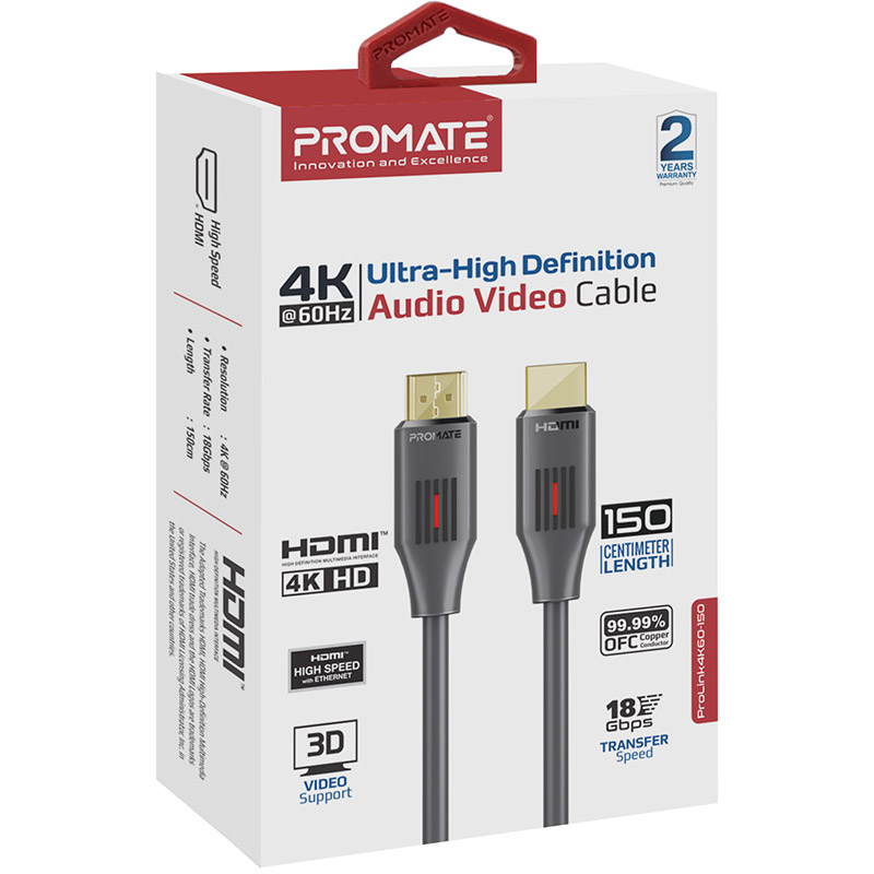 Фото Кабель PROMATE HDMI - HDMI v.2.0 1,5 м Black (prolink4k60-150)