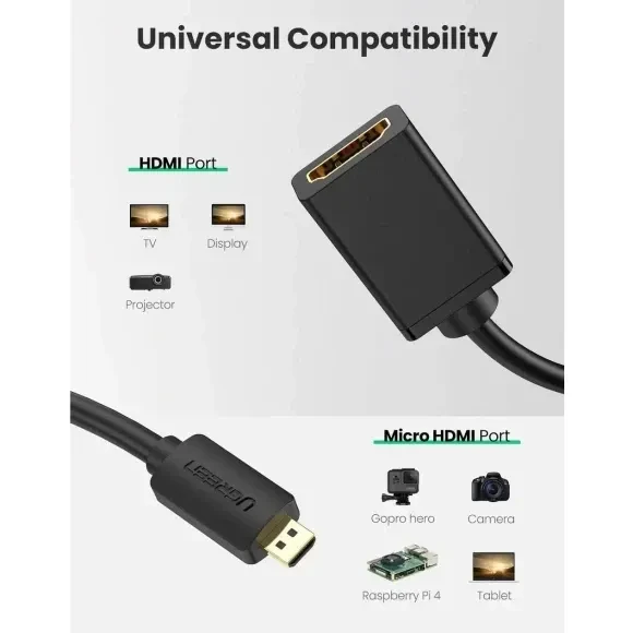 Перехідник UGREEN Micro HDMI Male to HDMI 0,22m Black (90403476) Вид перехідник