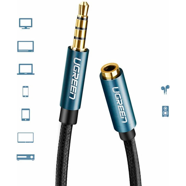 Кабель UGREEN AV118 3.5 mm Male to 3.5 mm Female 2 м Black (90403184) Вид кабель