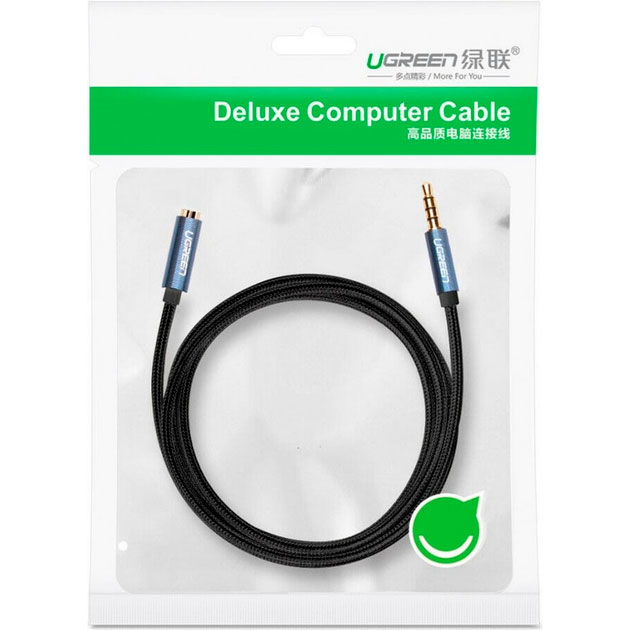 Кабель UGREEN AV118 3.5 mm Male to 3.5 mm Female 2 м Black (90403184) Длина 2