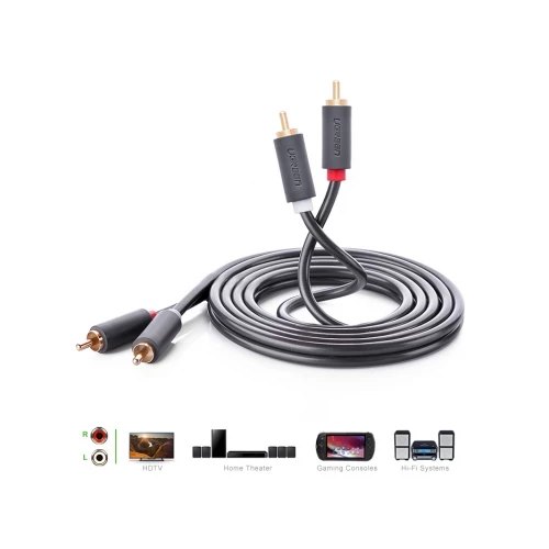 Кабель UGREEN AV104 2RCA to 2RCA Audio Cable 1 m Black (90401971) Коннекторы папа-папа