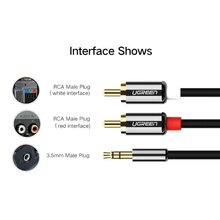 Кабель UGREEN AV116 3.5 mm to 2RCA Audio Cable 1 m Black (904019671)