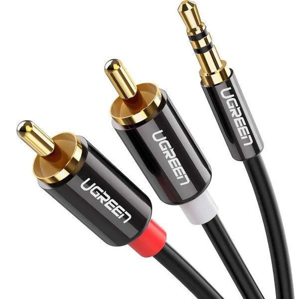 Кабель UGREEN AV116 3.5 mm to 2RCA Audio Cable 1 m Black (904019671)