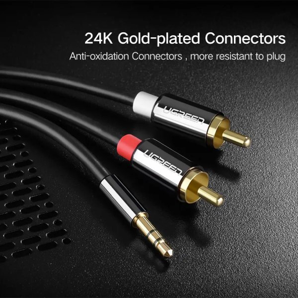 Кабель UGREEN AV116 3.5 mm to 2RCA Audio Cable 1 m Black (904019671) Довжина 1