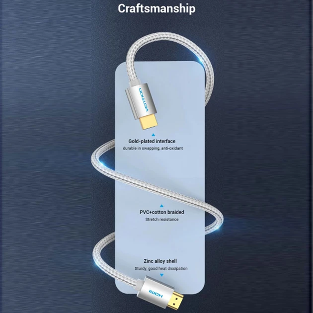 Кабель VENTION HDMI - HDMI 4K 3 м Silver Metal Type (AABII) Довжина 3