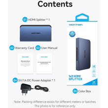 Спліттер VENTION HDMI 2.0 UHD 4K 60Hz HDCP 1x2 ports Blue Aluminum Alloy (AKEL0-EU)