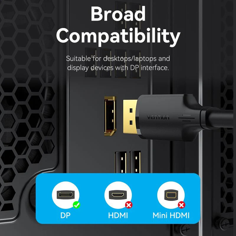 Покупка Кабель VENTION DisplayPort M-M 1.5м V1.2 4K 60 Гц (HAKBG)