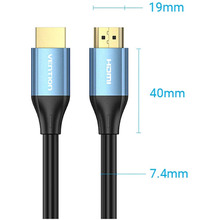 Кабель VENTION HDMI M-M 2.0 м V2.0 4K 60Гц Aluminum Alloy Blue (ALHSH)