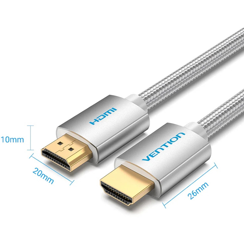 Кабель VENTION HDMI M-M 2.0 м V2.0 4K 60Гц Silver Metal Type (AABIH) Вид кабель