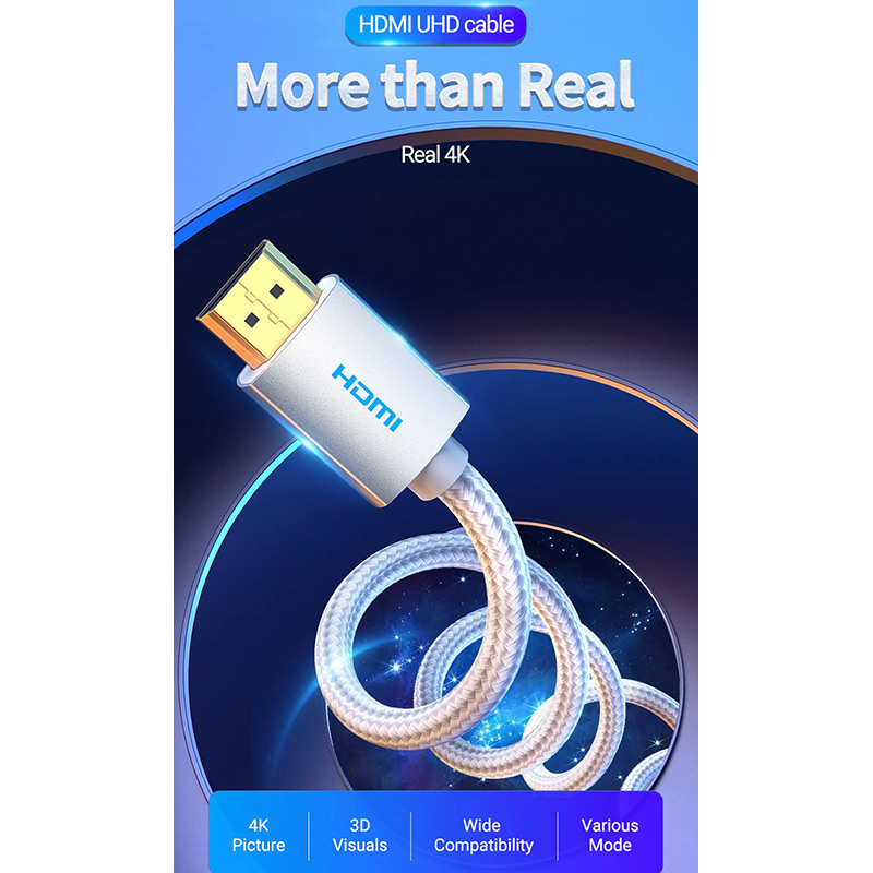 Кабель VENTION HDMI M - M 2.0 м V2.0 4K 60Гц Silver Metal Type (AABIH) Тип разъема HDMI - HDMI 