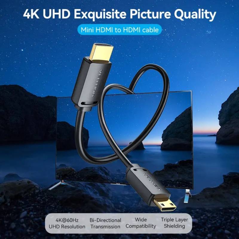 Кабель VENTION HDMI M-mini M 1.5 м 4K Black (AGIBG) Конектори папа-папа