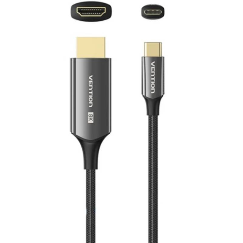 Кабель VENTION USB 3.1 Type-CM - HDMI M 1.8 м 8K Zinc Alloy TPE Black (CRCBAC) Вид кабель