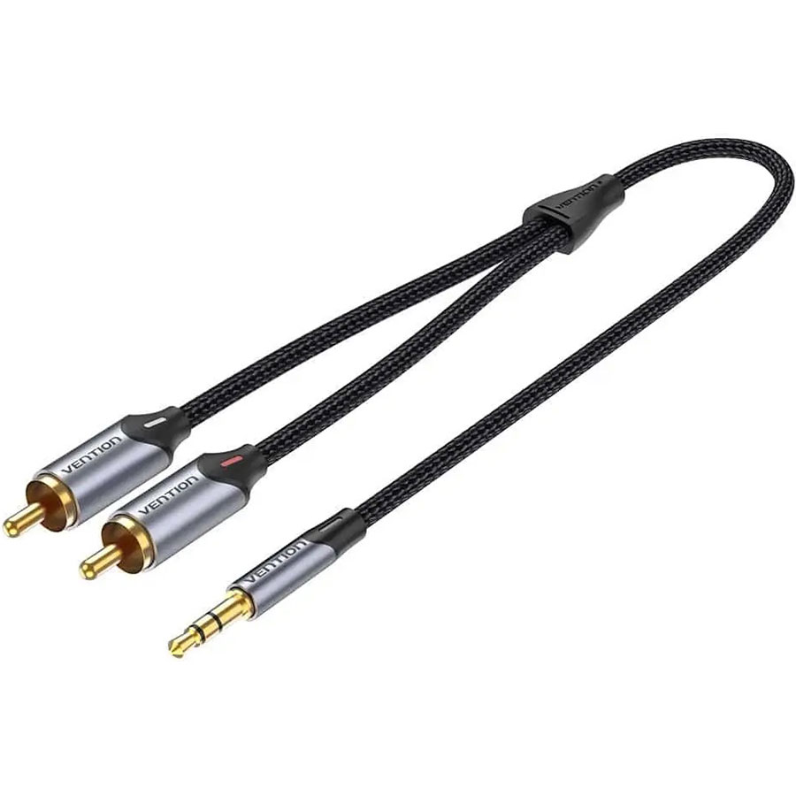 Кабель Vention AUX 3.5 mm M - 2xRCA M, 1 м. Black (BCNBF)