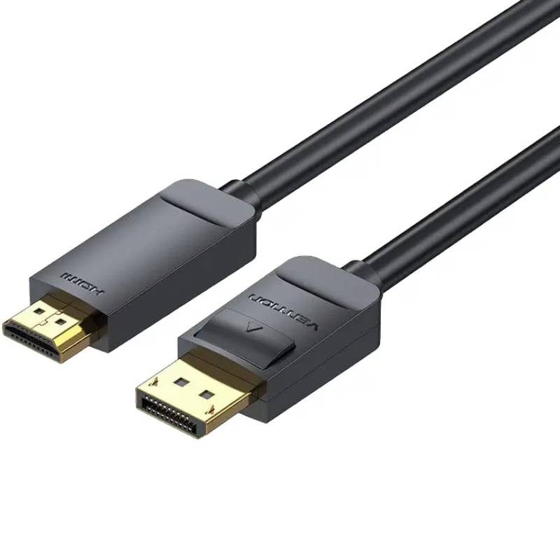 Кабель VENTION DisplayPort - HDMI v1.2 1m Black 4K 30Hz 2K 30Hz (HAGBF) Вид кабель