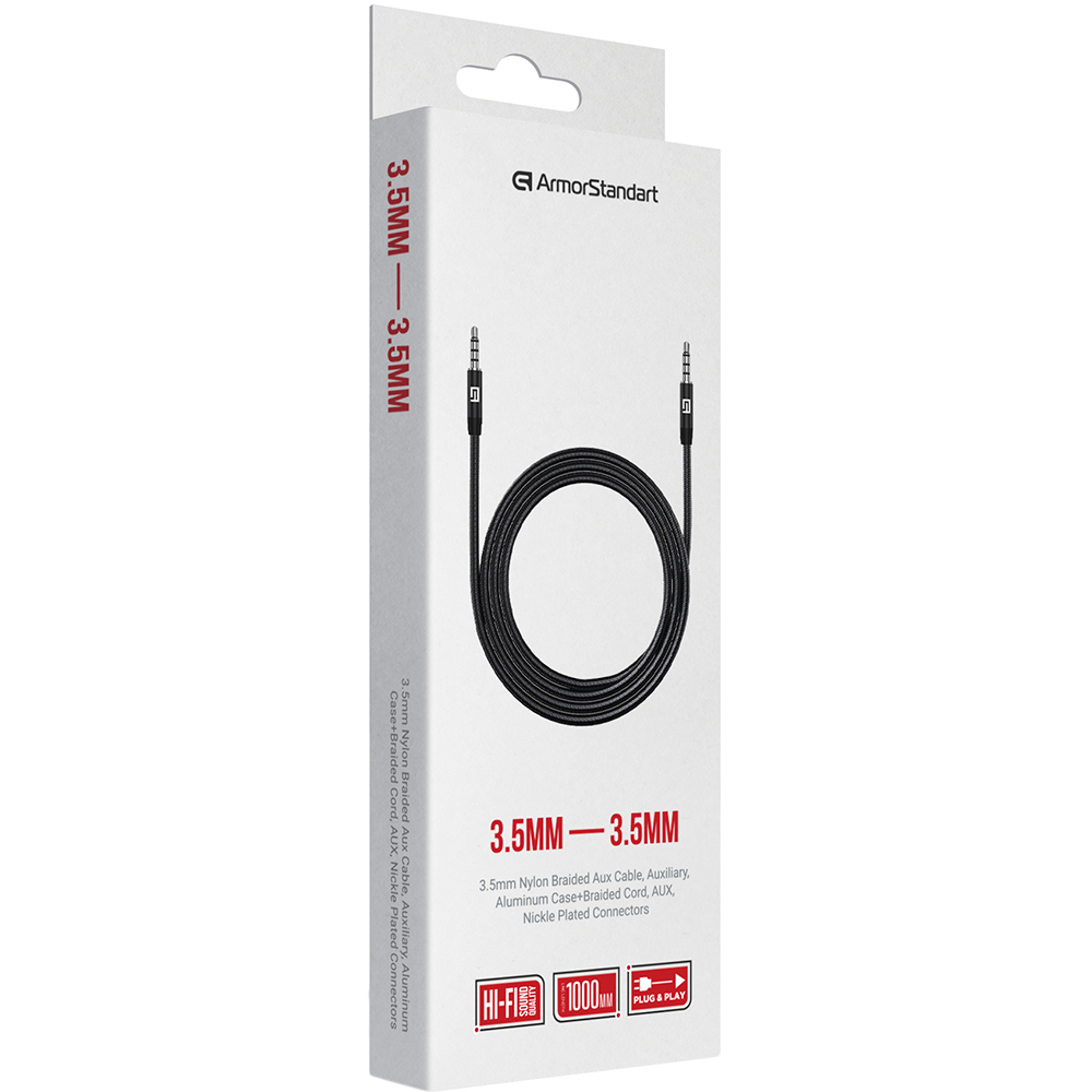 Кабель ARMORSTANDART 2 х 3.5 мм (mini-Jack) Male 1 м Black (ARM76890) Тип разъема 3.5 - 3.5